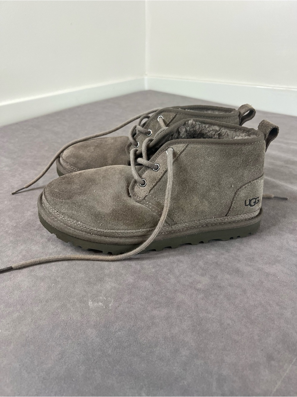 UGG Kids Gray Suede Lace-Up Ankle Boots